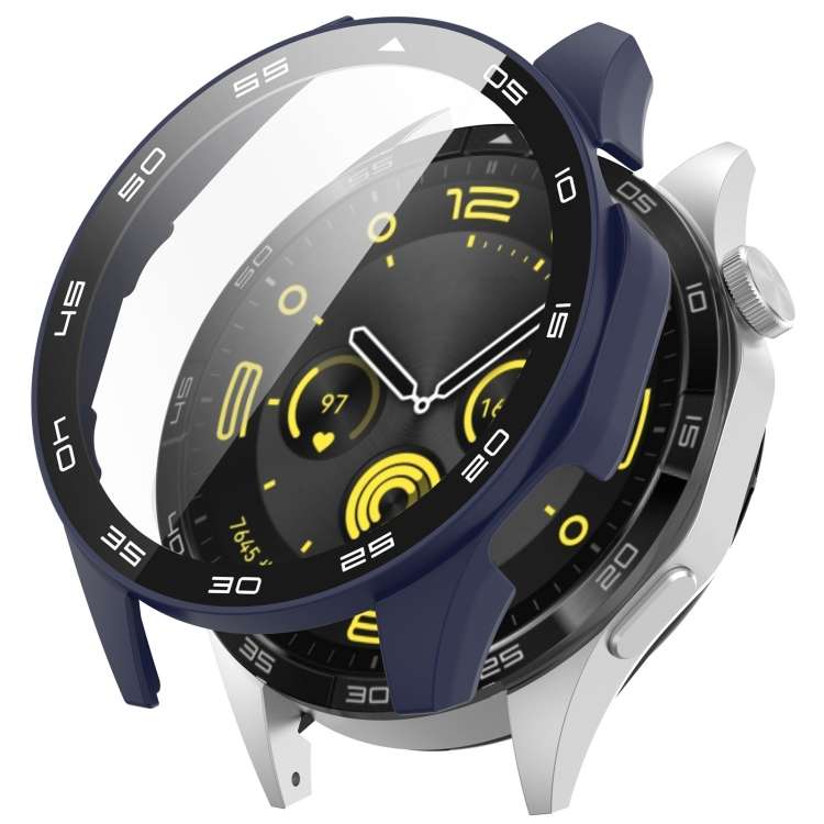 For Huawei Watch GT 4 46mm PC + Tempered Glass Integrated Watch Protective Cas ... (Midnight Blue)