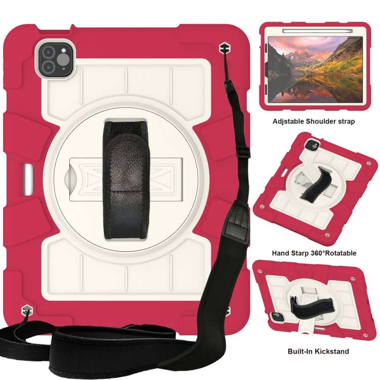 For iPad Pro 11 2018 / 2020 Silicone Hybrid PC Shockproof Tablet Case with Sh ... (Feifan Magenta)