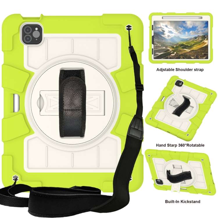 For iPad Pro 11 2018 / 2020 Silicone Hybrid PC Shockproof Tablet Case with ... (Love Birds Green)