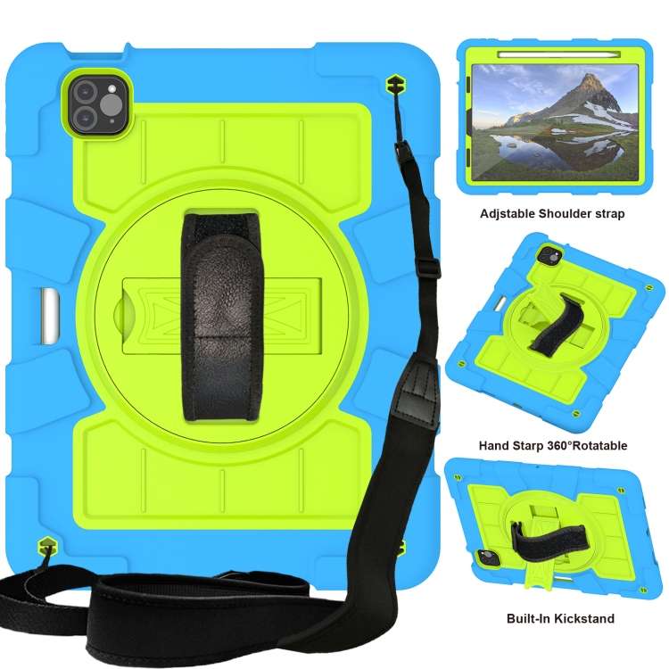 For iPad Pro 11 2018 / 2020 Silicone Hybrid PC Shockproof Tablet Case with Shou ... (Bluish-Green)