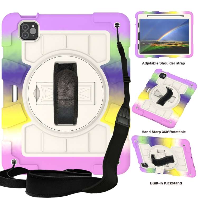 For iPad Pro 11 2018 / 2020 Silicone Hybrid PC Shockproof Tablet Case with S ... (Colorful Purple)