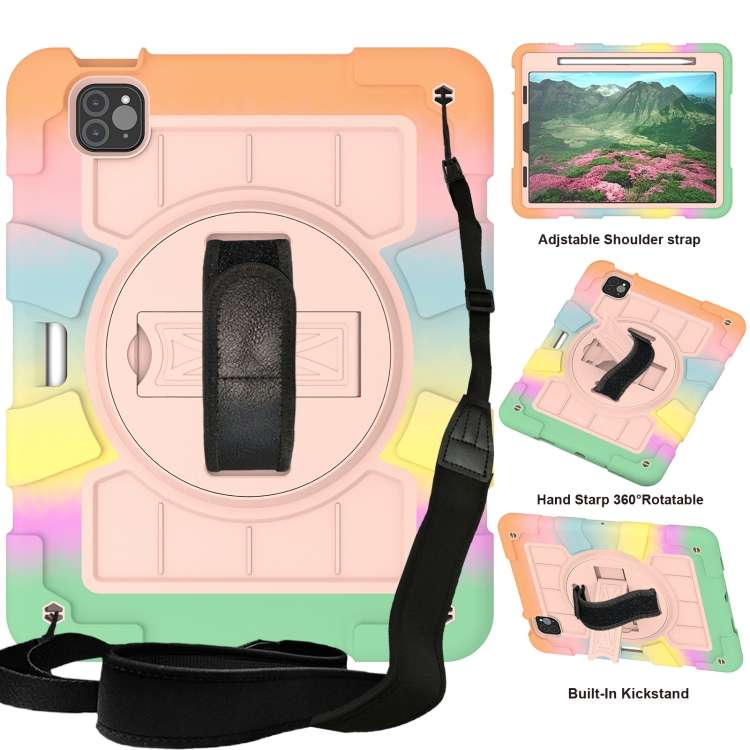 For iPad Pro 11 2018 / 2020 Silicone Hybrid PC Shockproof Tablet Case with Sho ... (Colorful Gold)