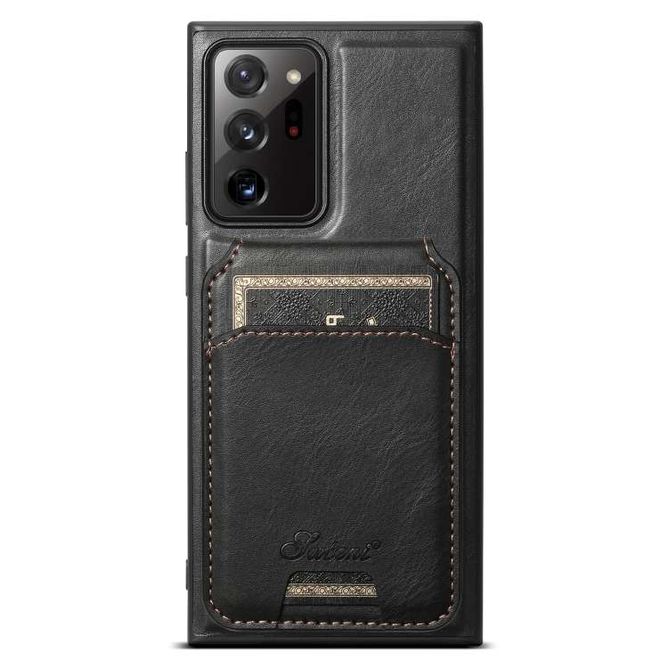 For Samsung Galaxy Note20 5G Suteni H15 Oil Eax Leather Detachable Wallet Back Phone Case(Black)