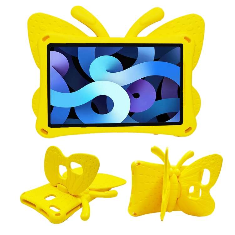For Samsung Galaxy Tab A11 / A9 Butterfly Bracket Kids EVA Shockproof Tablet Case(Yellow)