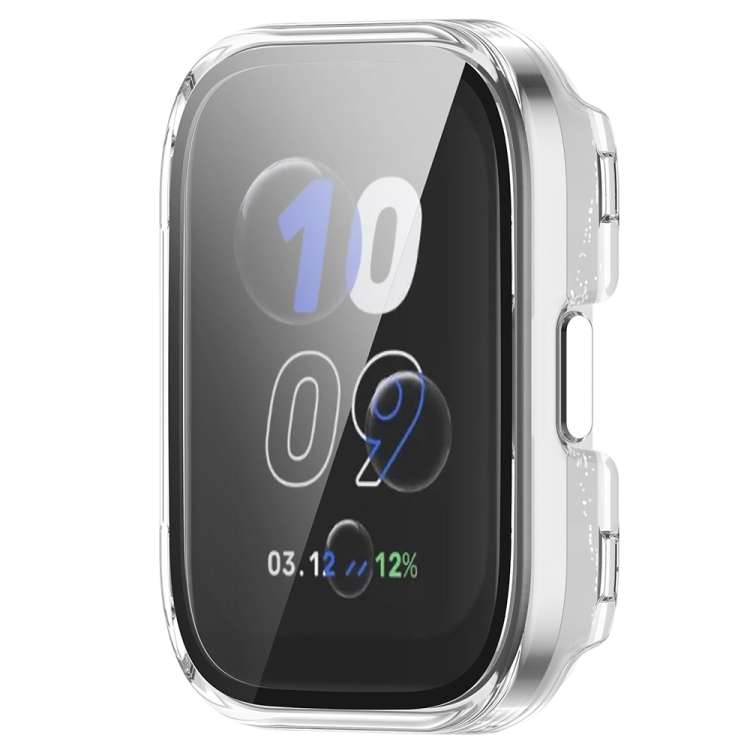 For Amazfit bip5 Unity PC + Tempered Glass Film Integrated Watch Protectiv ... (Transparent White)
