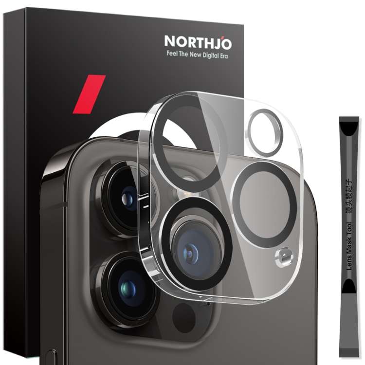 For iPhone 14 Pro / 14 Pro Max NORTHJO Camera Lens Protector 3D Night Shot Tempered Gl ... (Black)