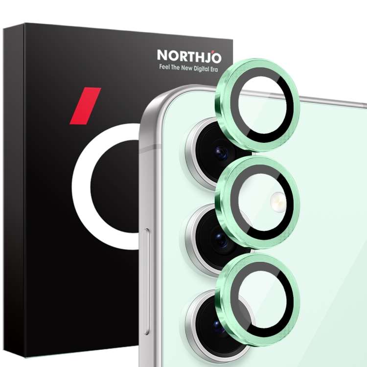 For Samsung Galaxy S24 FE 5G NORTHJO Camera Lens Protector CD Metal Ring Tempered Glas ... (Green)