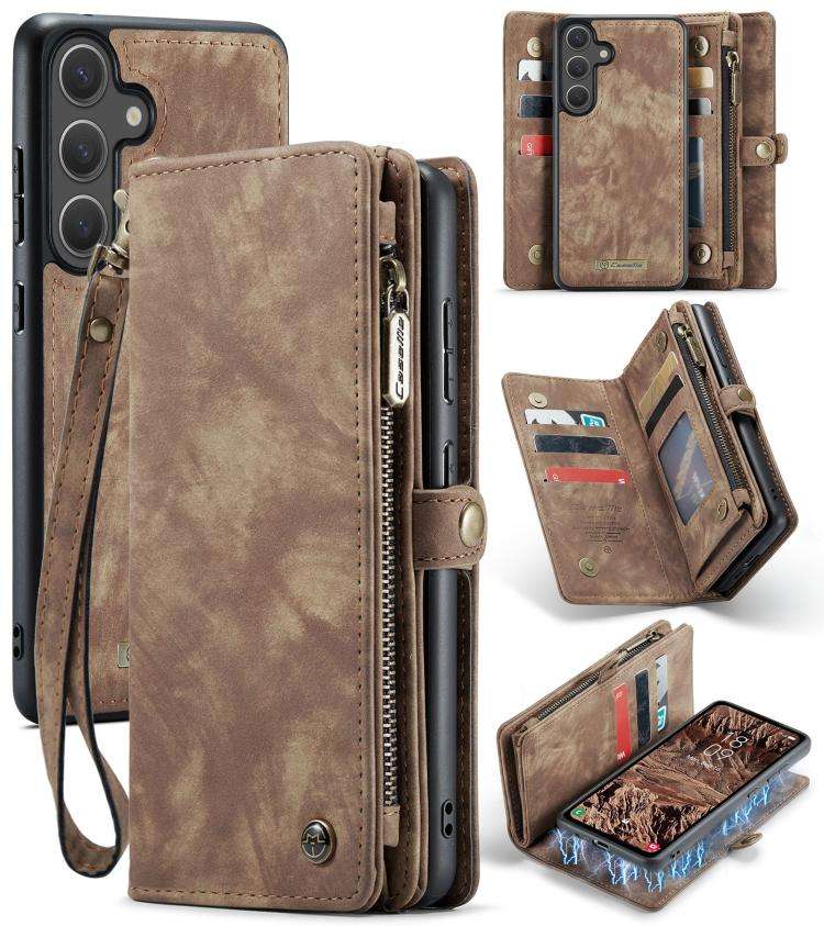 For Samsung Galaxy S25+ 5G CaseMe 008 Detachable Multifunctional Leather Phone Case(Brown)