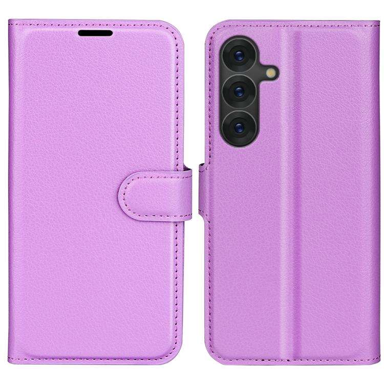 For Samsung Galaxy S25 5G Litchi Texture Horizontal Flip Leather Phone Case with Holder(Purple)