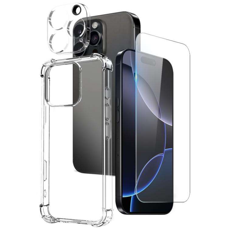 For iPhone 16 Pro Max NORTHJO 3 in 1 TPU Airbag Shockproof Phone Case with Screen Prot ... (Clear)