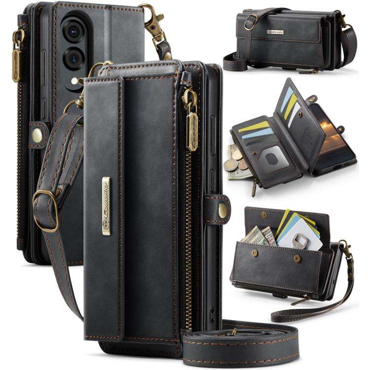 For Samsung Galaxy S25 Edge 5G CaseMe C39 RFID Blocking Zipper Wallet Leather Phone Ca ... (Black)