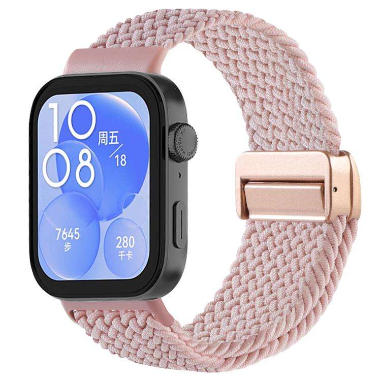 For Huawei Watch Fit 4 / Fit4 Pro / Fit3 Magnetic Buckle Loop Braid Watch Band(Pink)