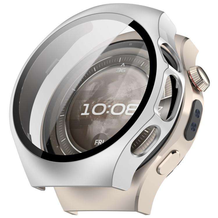 For Huawei Watch 5 42mm Tempered Film Integrated PC Watch Protective Case(Frosted Silver)