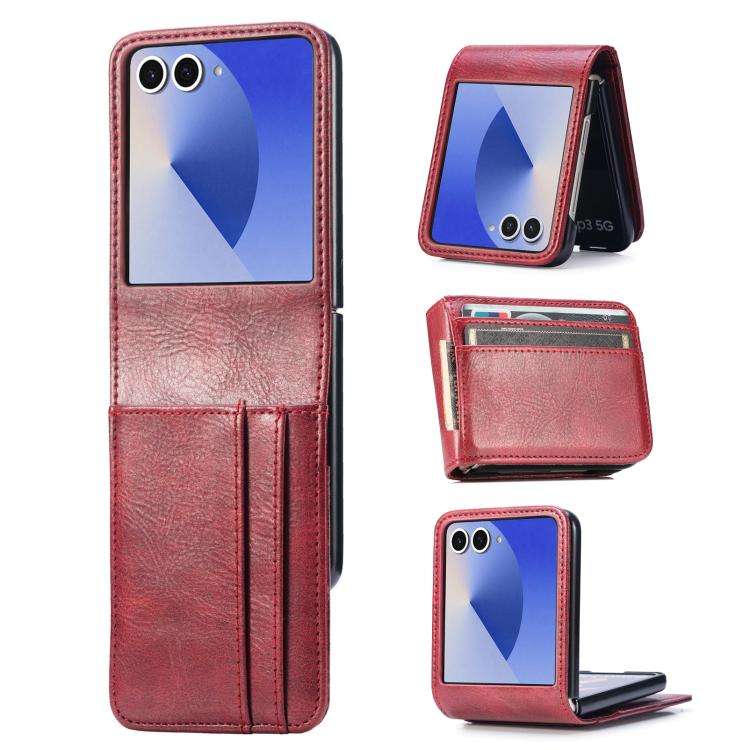 For Samsung Galaxy Z Flip7 5G Vertical Flip Card Slot Leather Phone Case(Red)