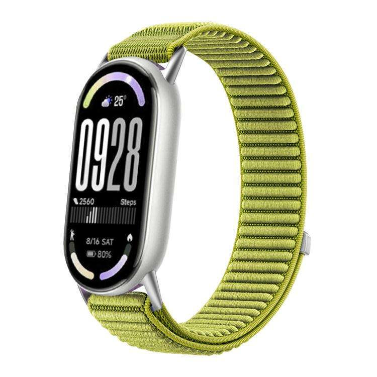 For Xiaomi Smart Band 10 / 9 / 8 Woven Nylon Hook And Loop Fastener Metal I ... (Wilderness Green)