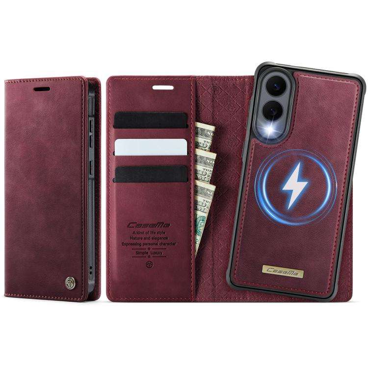 For Samsung Galaxy S25 Edge 5G CaseMe C49 Magnetic RFID Blocking Detachable Wallet Leath ... (Red)