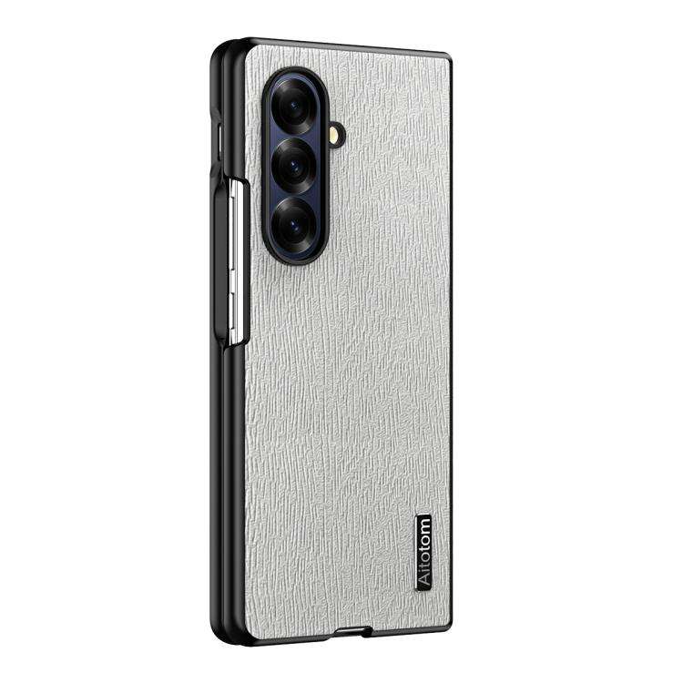 For Samsung Galaxy Z Fold7 5G Tree Bark Leather Shockproof Phone Case(White)