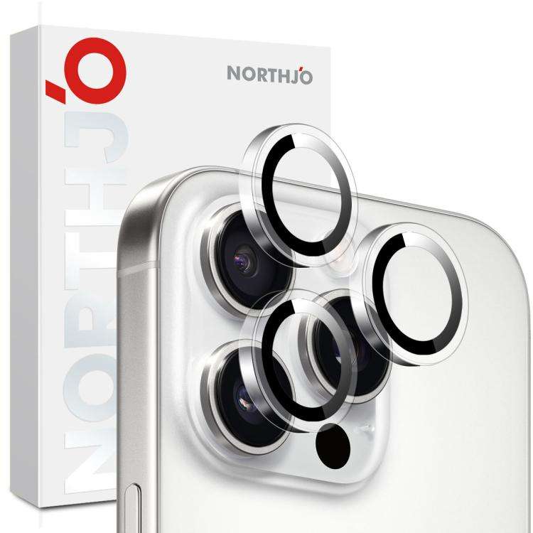 For iPhone 15 Pro / 15 Pro Max NORTHJO Camera Lens Protector Clear Ring Tempered Glass Film(Clear)
