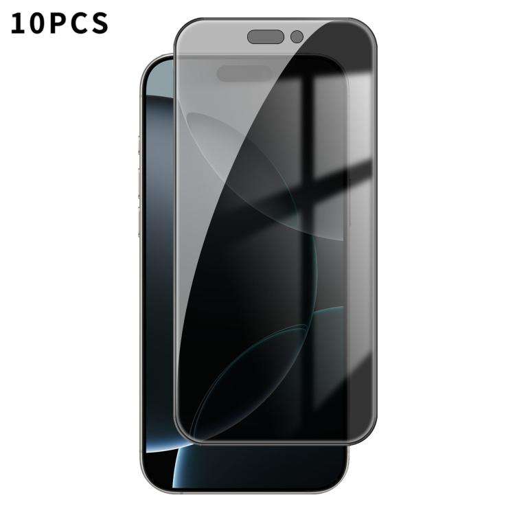 For iPhone 16 Pro 10pcs Kalebol High-Aluminum Screen-Printed Full-Coverage Black-Border Privacy Te