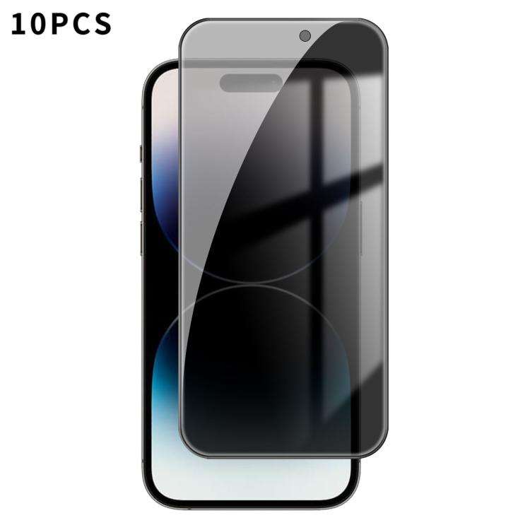For iPhone 14 Pro 10pcs Kalebol High-Aluminum Screen-Printed Full-Coverage Black-Border Privacy Te
