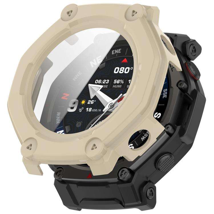 For Amazfit T-Rex 3 Pro 48mm Tempered Film Integrated PC Watch Protective Cover(Ivory White)