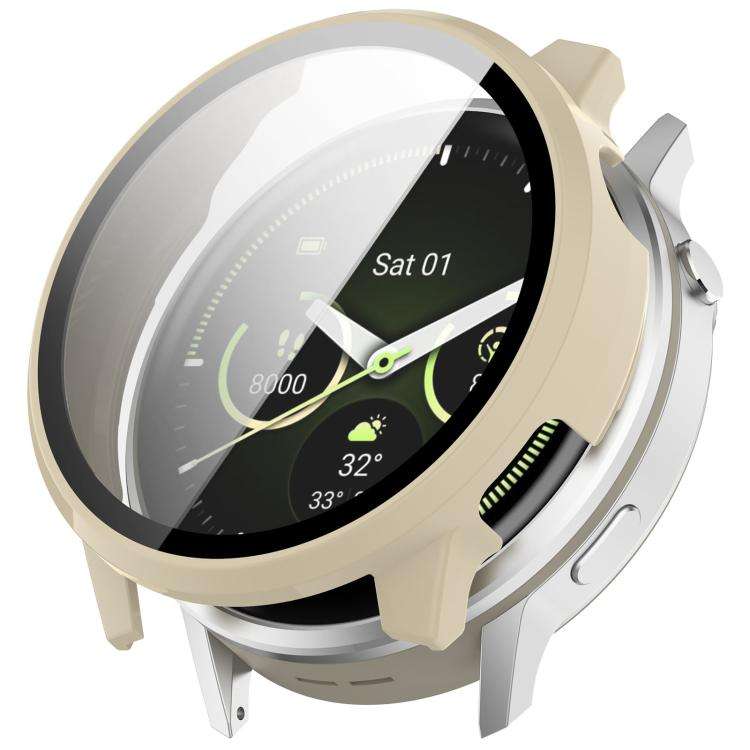 For Garmin Venu 4 45mm Tempered Film Integrated PC Watch Protective Cover(Ivory White)
