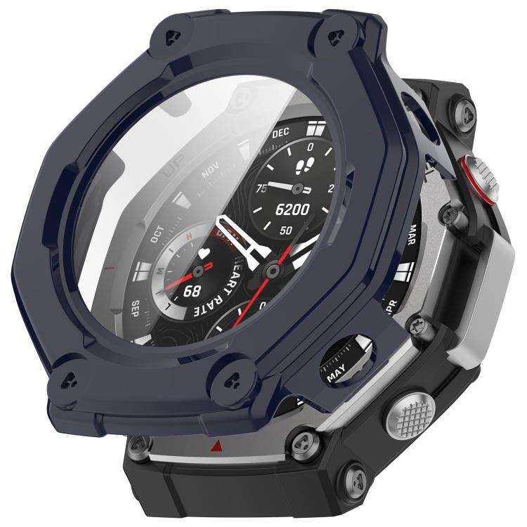 For Amazfit T-Rex 3 Tempered Film Integrated PC Watch Protective Cover(Ink Blue)