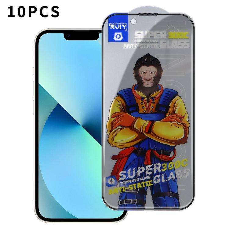 For iPhone 13 10pcs Armor 300C Ultra-Curved Anti-Static Anti-Dust Silk-Screened Privacy Tempered G
