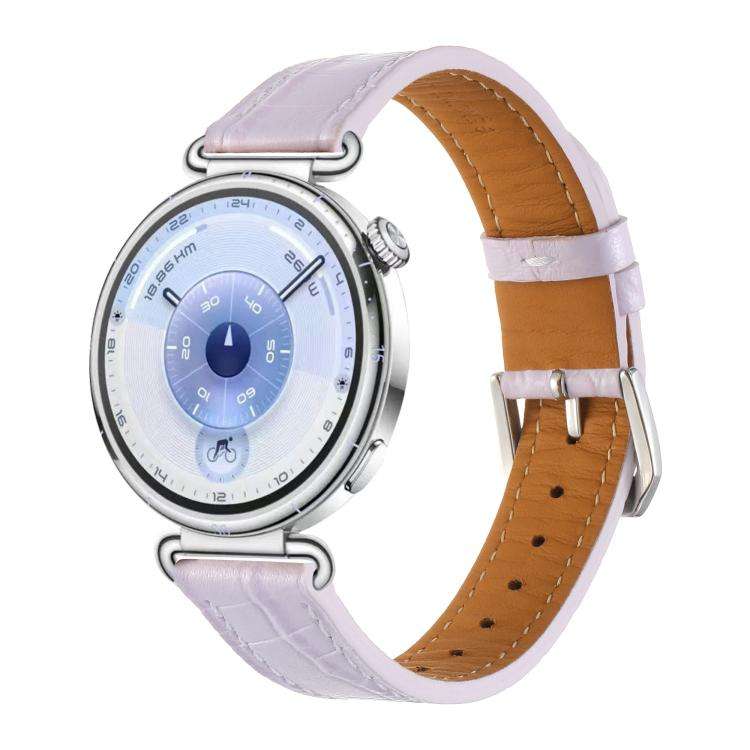 18mm Crocodile Texture Pin Buckle Leather Watch Band(Moonlight Purple)