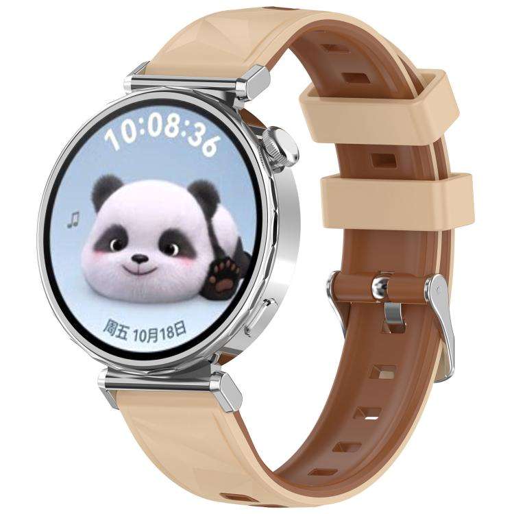 18mm Ice Crystal Texture Two Color Silicone Watch Band(Walnut Brown)