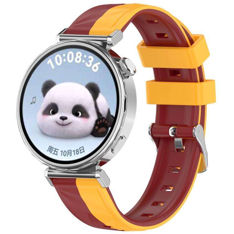 18mm Ice Crystal Texture Left and Right Spliced Two Color Silicone Watch Band(Orange Red)