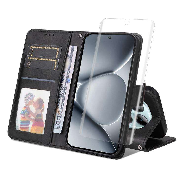 For Redmi Note 15 Pro+ 5G Global 163.3mm ENKAY Card Wallet Calf Texture Leather Phone ... (Black)