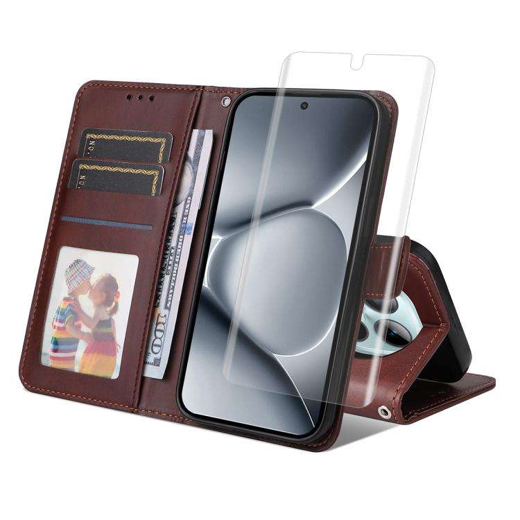 For Redmi Note 15 Pro+ 5G Global 163.3mm ENKAY Card Wallet Calf Texture Leather Phone ... (Brown)