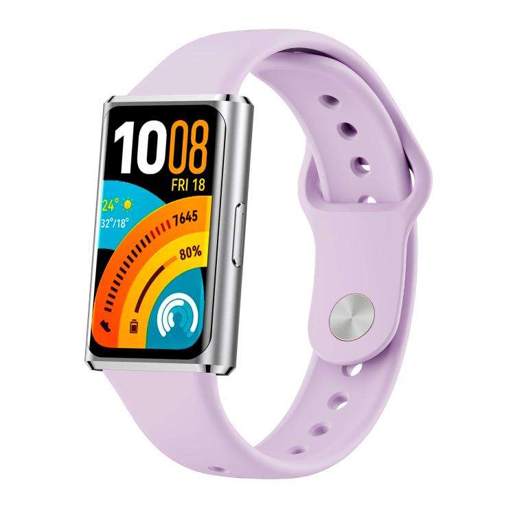 For Huawei Band 11 / Band 11 Pro Glossy Reverse Buckle Solid Color Silicone Wat ... (Light Purple)