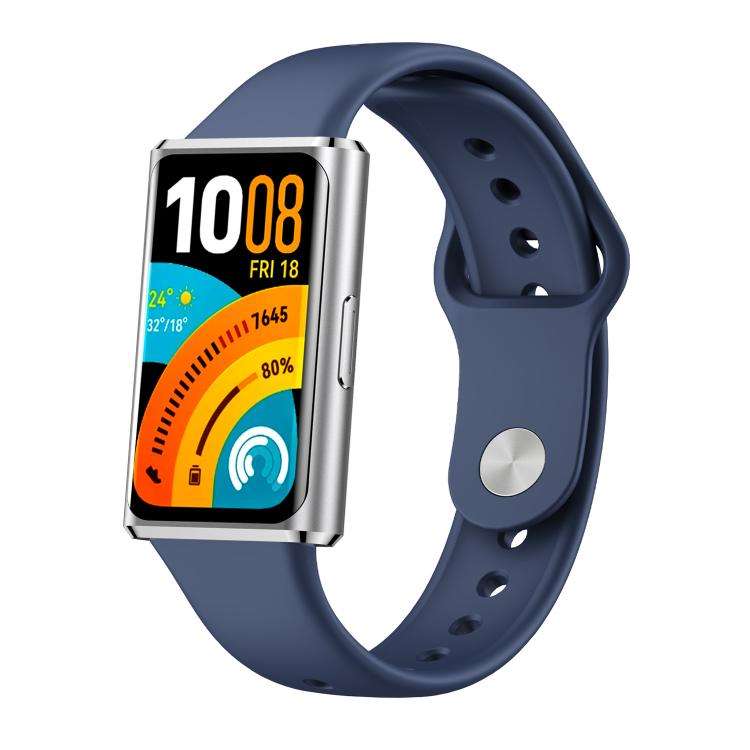 For Huawei Band 11 / Band 11 Pro Glossy Reverse Buckle Solid Color Silicone Watch Band(Dark Blue)