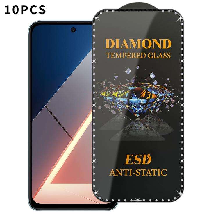 For Xiaomi Poco M7 10pcs Full-Screen Diamond-Studded Silkscreen High-Definition Anti-Static Temper