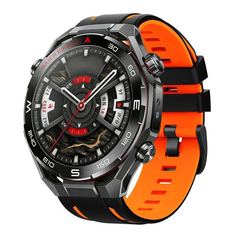 22mm Speed Shadow Sports Two Color Silicone Watch Band(Black Orange)