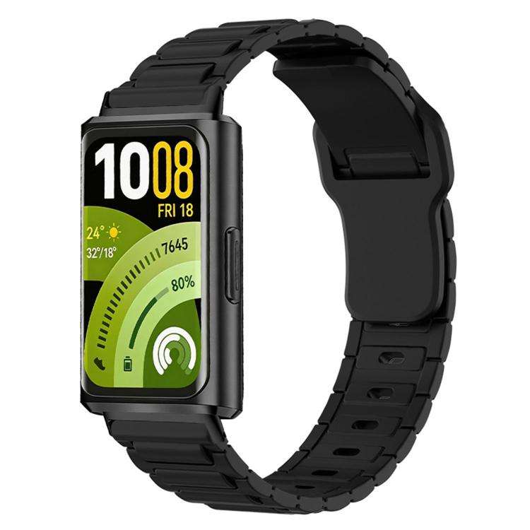 For Huawei Band 11 / Band 11 Pro I-Shape Texture Reverse Buckle Silicone Watch Band(Black)