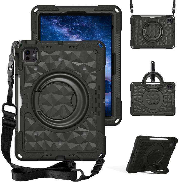 For iPad 2026 / 2025 / Air 11 2026 / 2025 Magic Ring Rotation Holder Shockproof Tablet ... (Black)