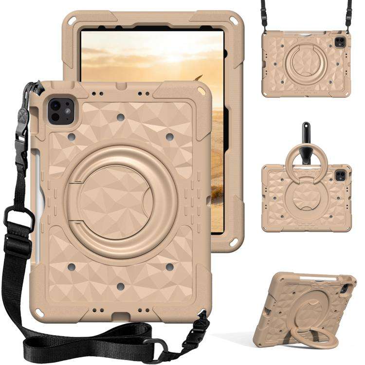 For iPad 2026 / 2025 / Air 11 2026 / 2025 Magic Ring Rotation Holder Shockproof Tablet ... (Khaki)