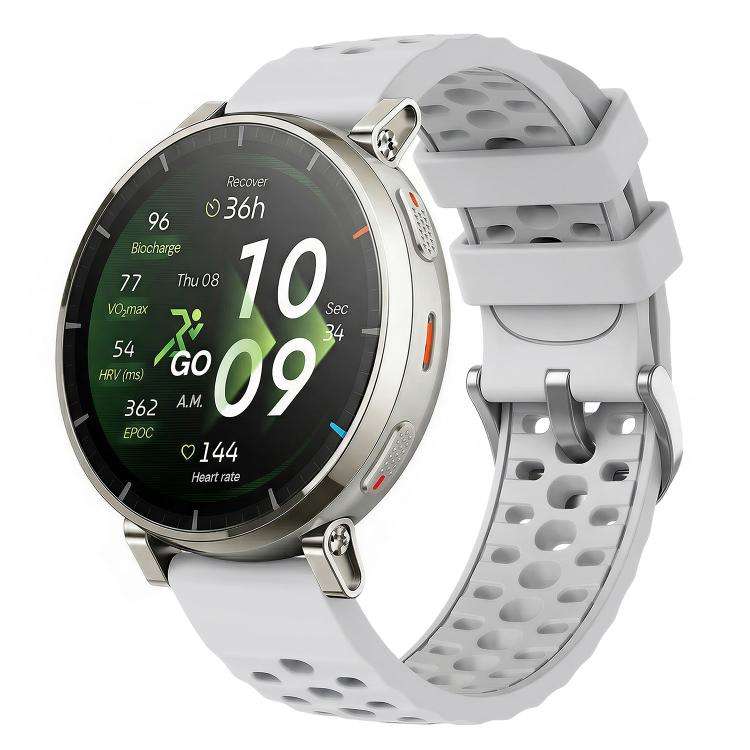 20mm Perforated Wave Textured Silicone Watch Band(Grey)