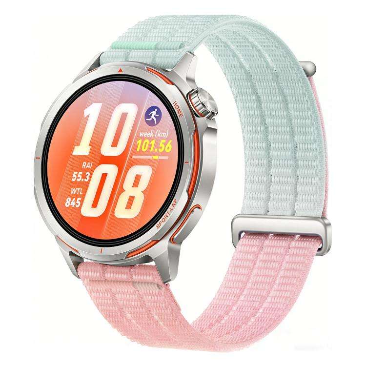 18mm Double-Link Cloud-Feel Breathable Nylon Loop Metal Head Watch Band(Blush Pink)