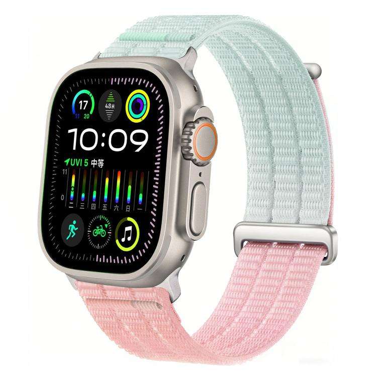 For Apple Watch 46mm / 49mm / 45mm / 44mm Double-Link Cloud-Feel Breathable Nylon ... (Blush Pink)