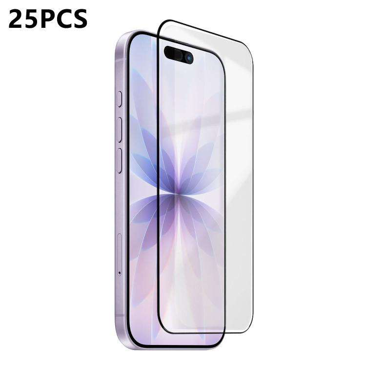 For iPhone 17 25pcs Ultra-thin Ultrasonic HD Screen-Printed High-Alumina Full Glue Tempered Glass