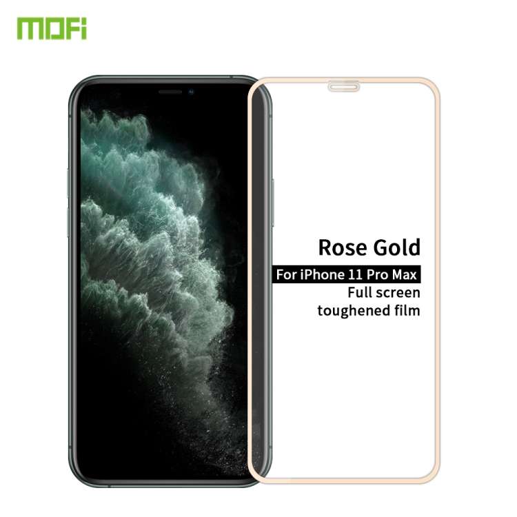 For iPhone 11 Pro Max MOFI 9H 2.5D Full Screen Tempered Glass Film(Rose Gold)