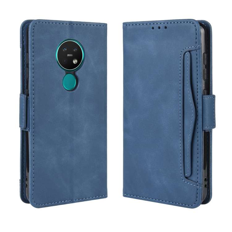 For Nokia 7.2 / 6.2 Wallet Style Skin Feel Calf Pattern Leather Case with Separate C ... (Blue)