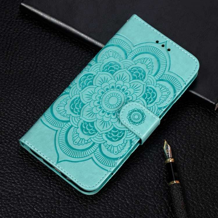 For Nokia 7.2 Mandala Embossing Pattern Horizontal Flip Leather Case with Holder & Car ... (Green)
