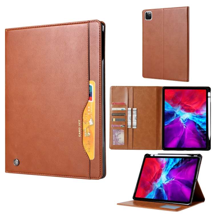 For iPad Pro 11 (2020) Knead Skin Texture Horizontal Flip Leather Tablet Case with Pho ... (Brown)