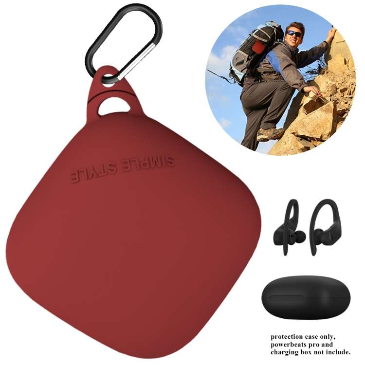For Apple Beats Powerbeats Pro Bluetooth Headset Drop-roof Dust-proof Silicone Protectiv ... (Red)