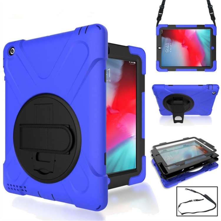 360 Degree Rotation Silicone Protective Cover with Holder and Hand Strap and Long Strap ... (Blue)